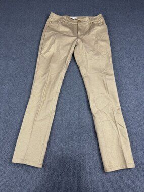 Eric Womens Metallic Gold Slim-Fit Pants Size 6